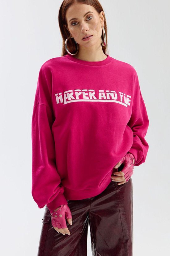 QIXING Dames oversized sweatshirt ronde hals katoenen trui lange mouwen