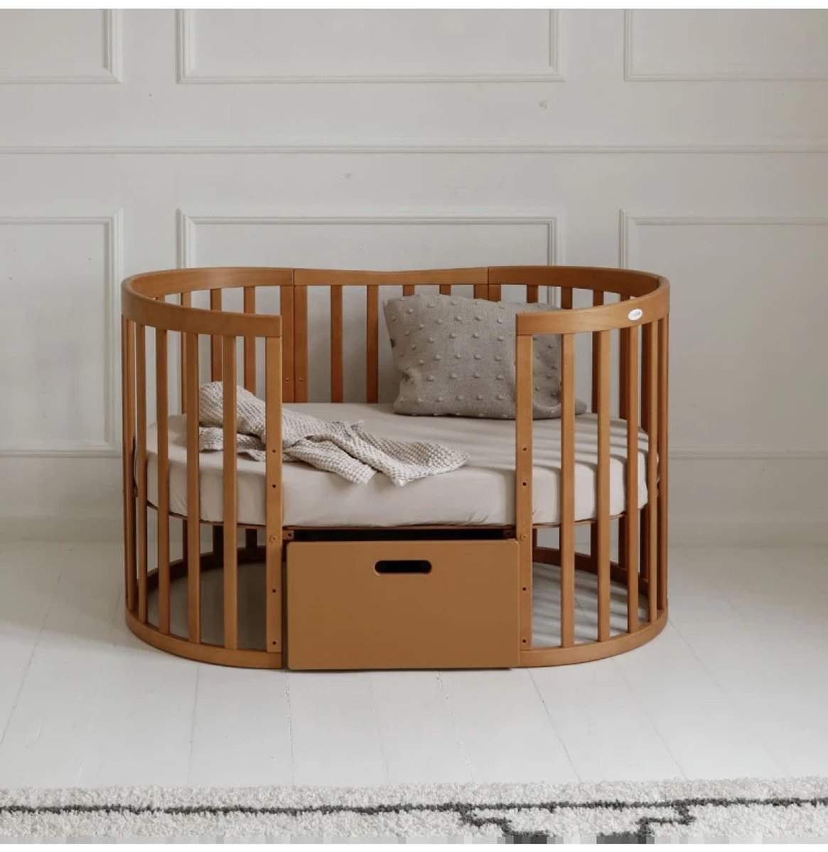 Multifunctioneel OVAAL 7 in 1 Babybed / peuterbed incl. matras - Vintage Vintage