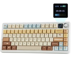 EPOMAKER x AULA F75 MAX - Bruin / Karamel - Mechanisch Draadloos Toetsenbord - RGB - 75% - QWERTY - Gaming Keyboard - Leobog Reaper Switch