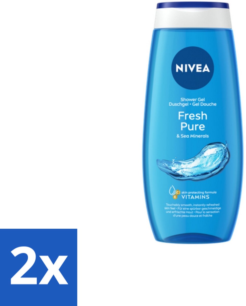 2 x NIVEA Douchegel Fresh Pure 250 ml - Douchegel - Huidverzorging - Frisheid - Vitamine C - Vitamine E