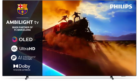 Philips Ambilight TV met OLED, 4K UltraHD, AI Picture Engine en Dolby Vision Atmos.