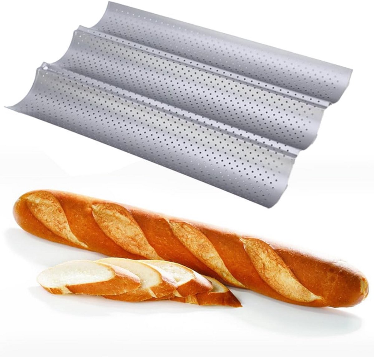 Geperforeerde Bakvorm voor 3 Baguettes - Non-Stick Rooster voor Brood en Broodjes