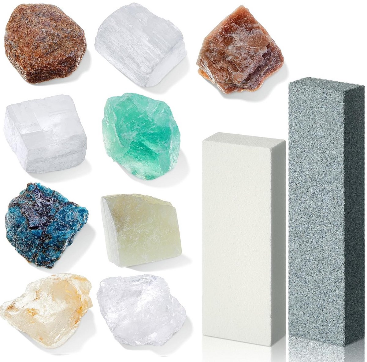 Hardheidstest Set voor Mineralen: Mohs Schaal Testkit met 9 Steensmonsters en Porselein
