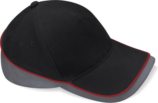 Beechfield Competition Cap Black/Graphite Grey/Classic Red