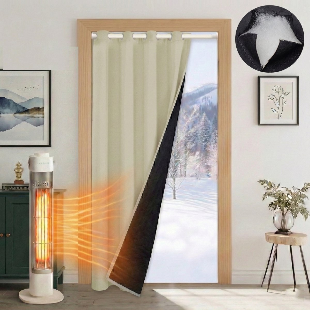 MUPOO Isolerend Verduisterend Gordijnen Kant en Klaar met Ringen - 132x203 cm - Thermisch Waterdicht & Winddicht - 405gsm Blackout Overgordijnen voor Garage,Slaapkamer &Woonkamer - Beige-2 stuks