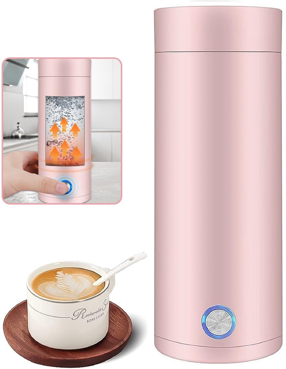 Draagbare Waterkoker - Heetwaterdispenser - Camping Waterkoker - Kleine Waterkoker - Reis Waterkoker - Mini Waterkokers - 400ML - Roze - 7,5 x 20,5 cm — afbeelding 7