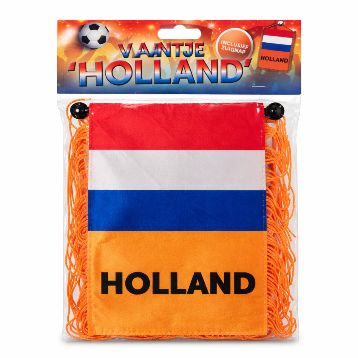 Holland Vaantje met Zuignap – Supporters – Voetbal EK/WK – Oranje Versiering – Holland Fanartikelen