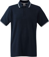 Fruit of the Loom Poloshirt Heren Blauw-Wit maat XXL Dubbele strepen