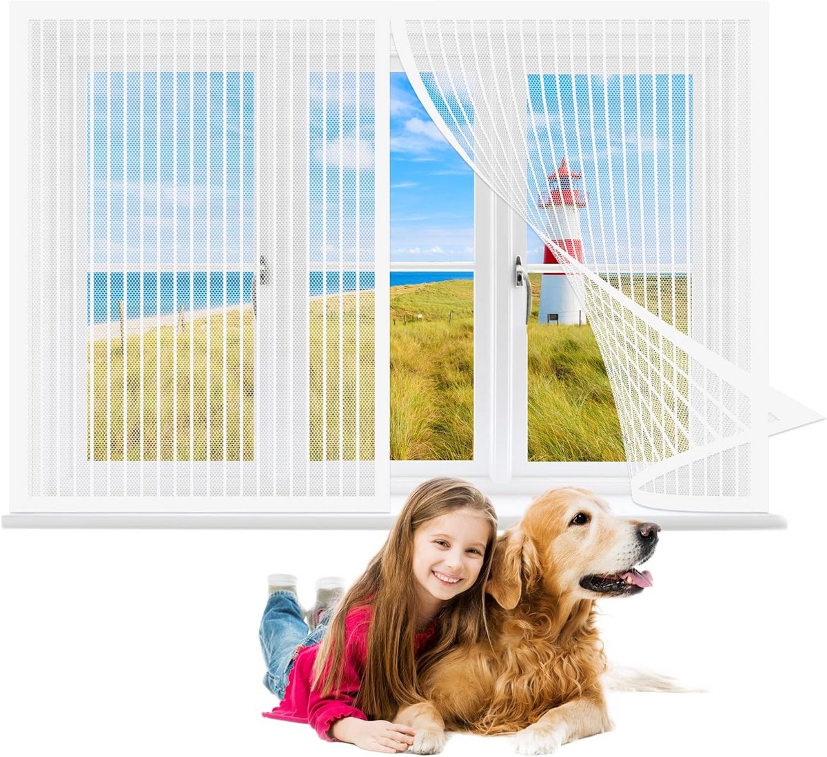 Vliegenhor Raam 160x90cm - Magnetisch Horramen - Eenvoudig Zelf te Bevestigen
