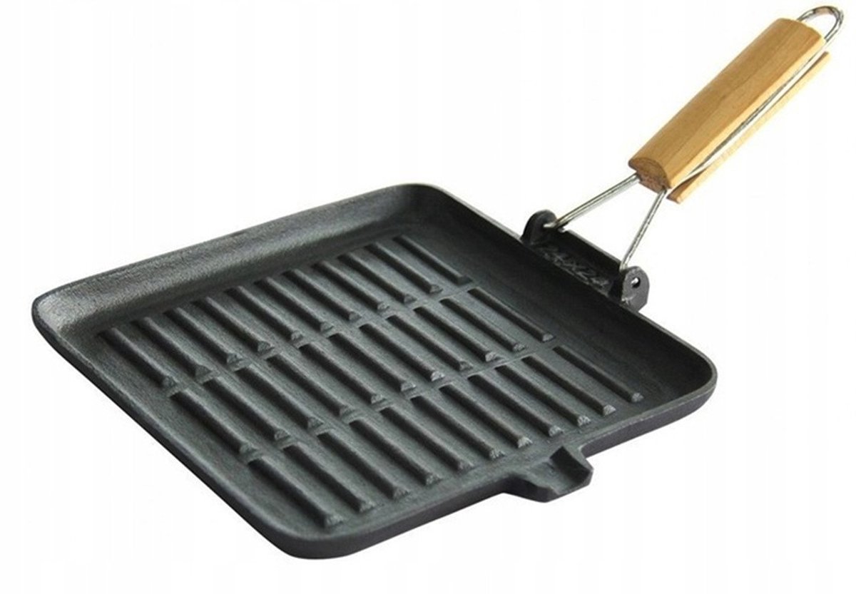 KRISBERG Gietijzeren Grillpan - Vierkant - 24x24 cm - Steakpan - Alle warmtebronnen