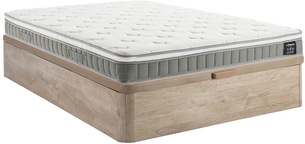 Vente-unique Set 140 x 190 cm licht naturel kofferbed + pocketverenmatras met traagschuim topmatras dikte 21cm - VITOGO van YSMÉE