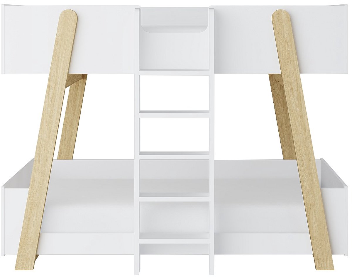Vente-unique Stapelbed hout natuurlijk licht, wit 90 x 190 cm