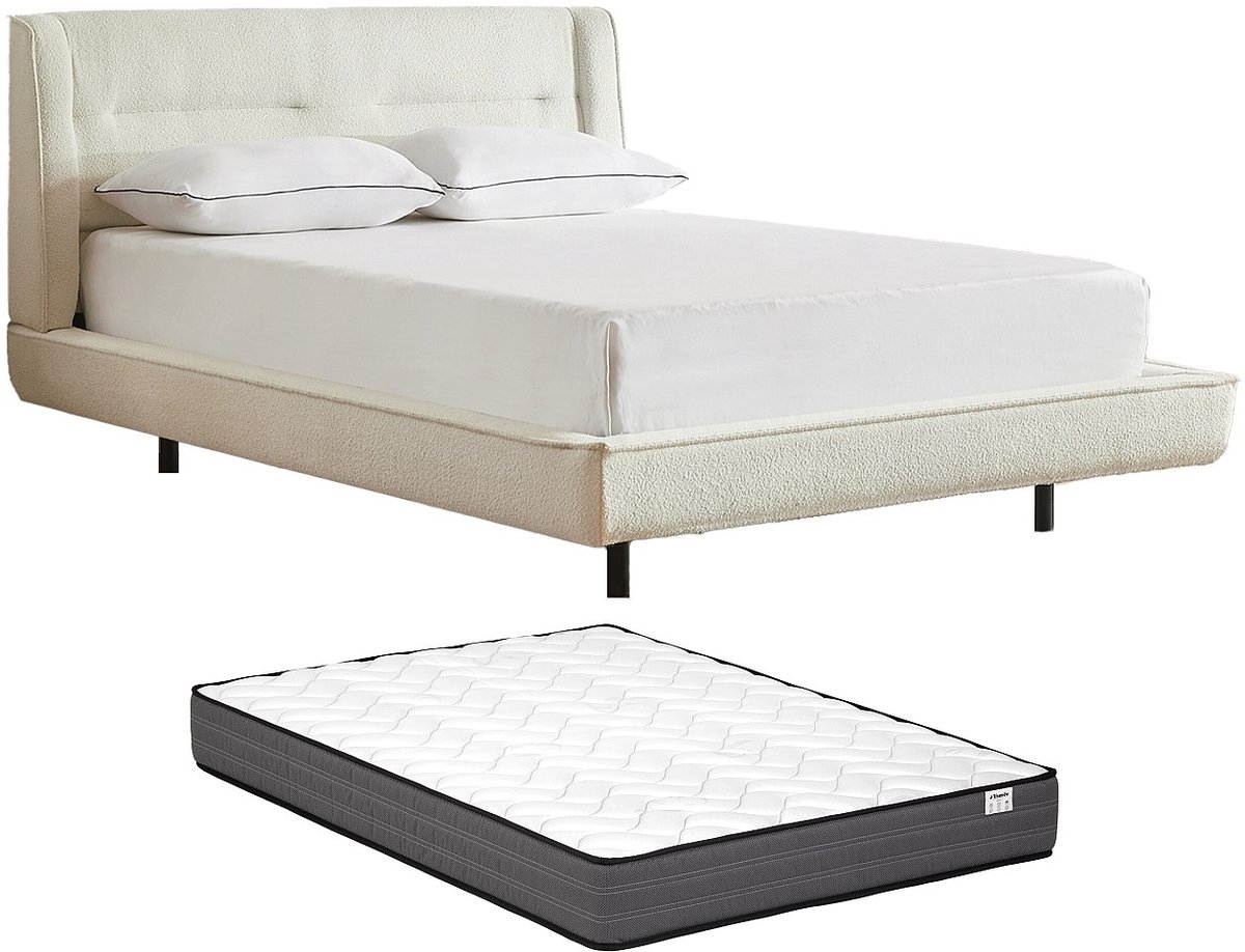 Vente-unique Bedframe stof beige 140 x 190 cm