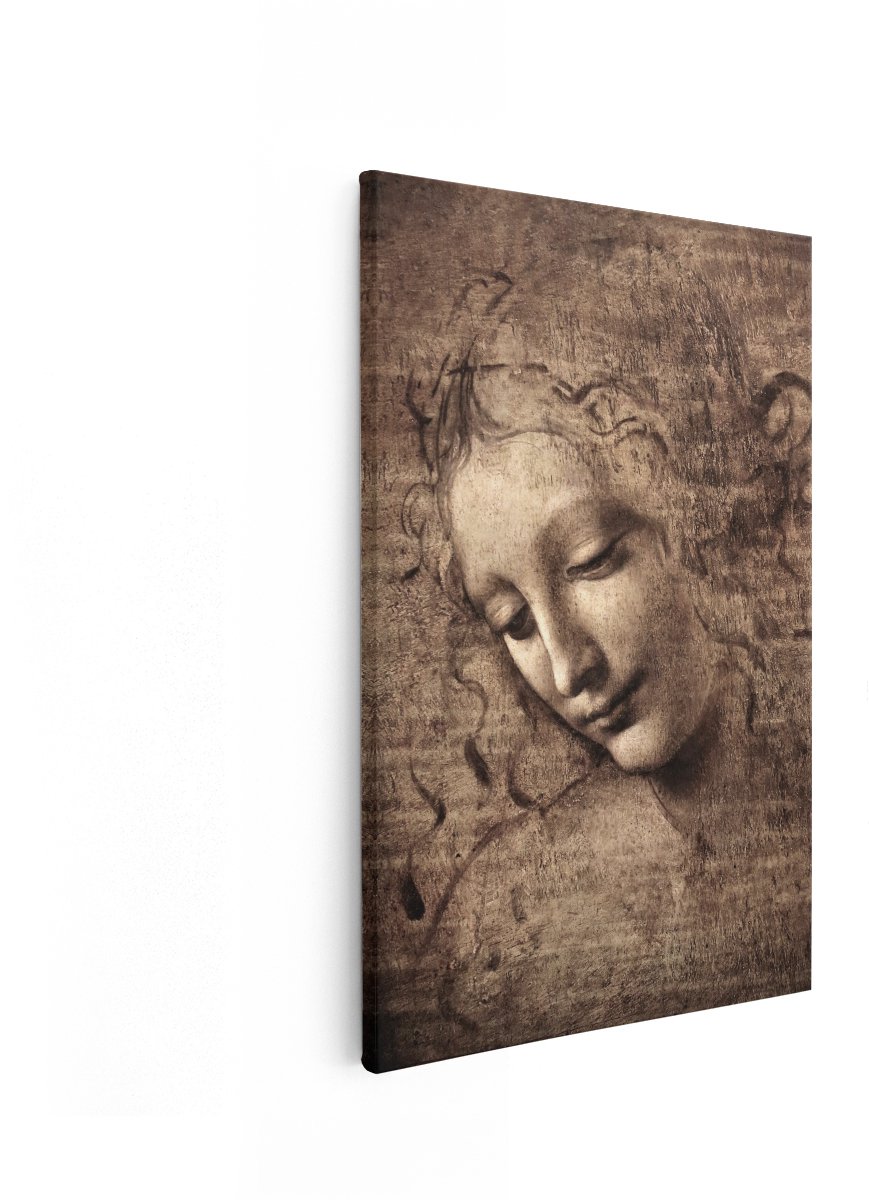 Artaza Canvas Schilderij Portret Da Vinci - 20x30 cm - Wanddecoratie Oude Meesters - Muurd