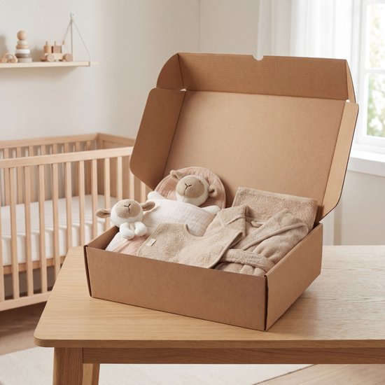 Funnies Kraamcadeau L Luna - Luxe Kraammand Baby - Complete Kraamcadeau Geschenkset - Unisex Geboortemand voor Jongen & Meisje - Neutrale Baby Giftbox — afbeelding 3