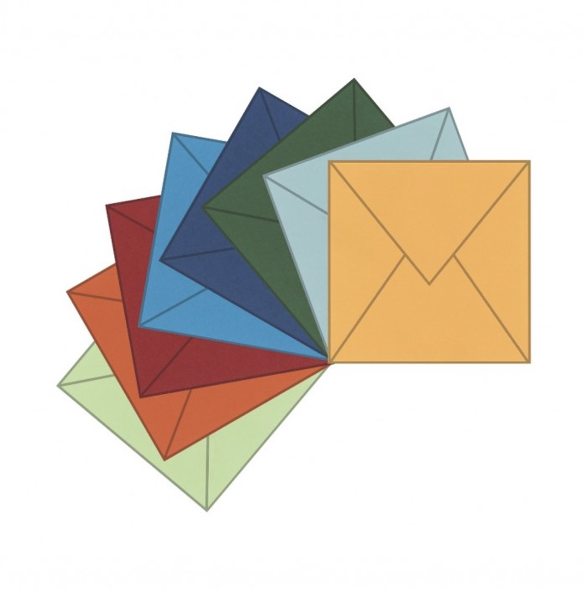 Mega-pack enveloppen - 120 enveloppen a 8 kleuren van 15 stuks - 16 x 16 cm - 70 gms - Gratis verzonden - ENV4k16-PACK