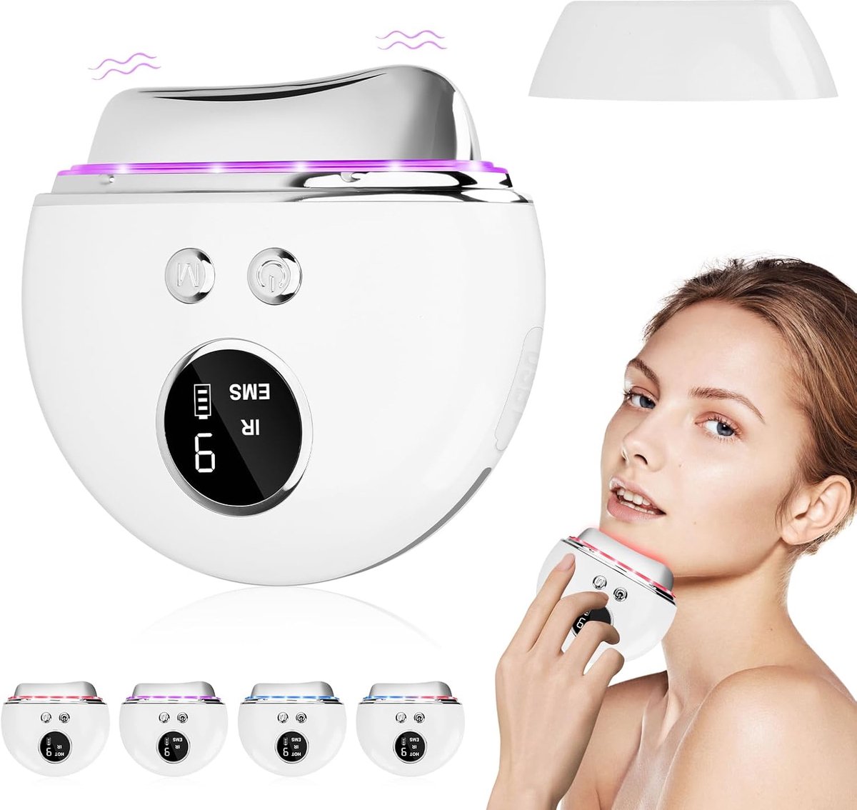EMS Gua Sha Gezichtsmassager met Warmte & LED-Licht – Anti-Rimpel Massageapparaat voor Gezicht en Hals met 9 Intensiteitsniveaus