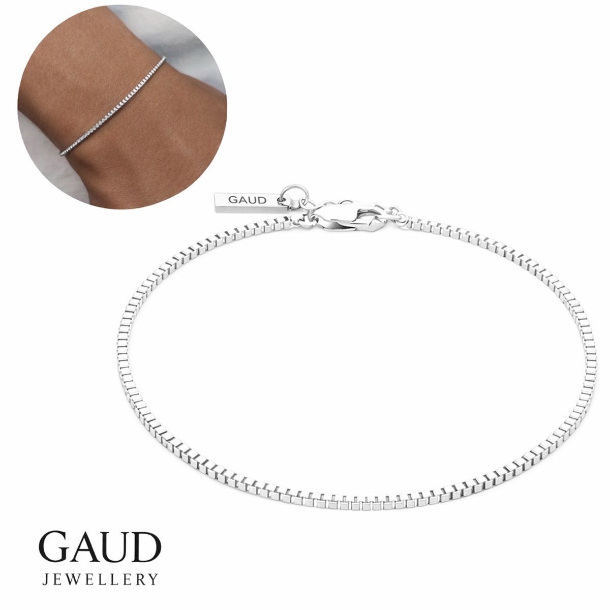Minimalistische Square Bracelet - 1.5mm - Zilverkleurig - Roestvrijstaal - Verstelbare Box Chain Armband Dames/Heren - GAUD