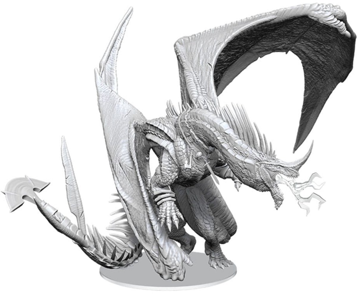 Wizkids D&D Nolzur's Marvelous Miniatures Unpainted Miniatures Ancient Blue Dragon 20 cm Miniature Gaming & Tabletop