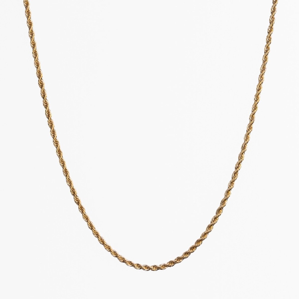 Unreal Elements Heren Ketting - Goudkleurig - Rope - 3mm - RVS - Necklace Men - 55 cm - Cadeau voor Mannen