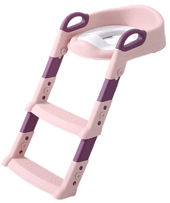Livista WC Verkleiner met Trapje - Toilettrainer met Handvaten en Opstapje - Opvouwbaar Toilet Bril Zitje - WC Zindelijkheids Training voor Jongens/Meisjes - Urinoirs voor Kind/Peuter van 2 tot 7 jaar - Roze