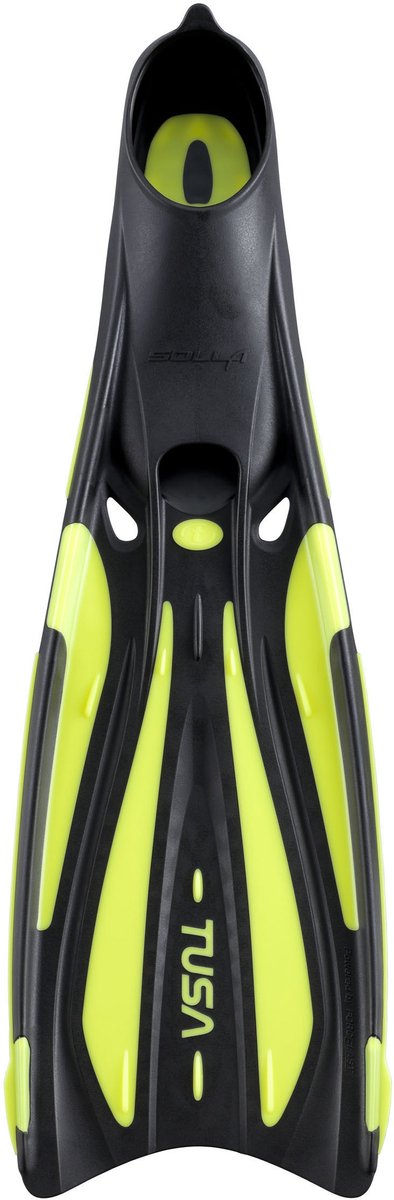 TUSA Solla - High-Performance full-foot duikvinnen met ForcElast-technologie en 20° angled blade design voor efficiënte voortstuwing - Zwart/Geel - FF-23 - Maat L (44–45) - (27–27,5 cm)