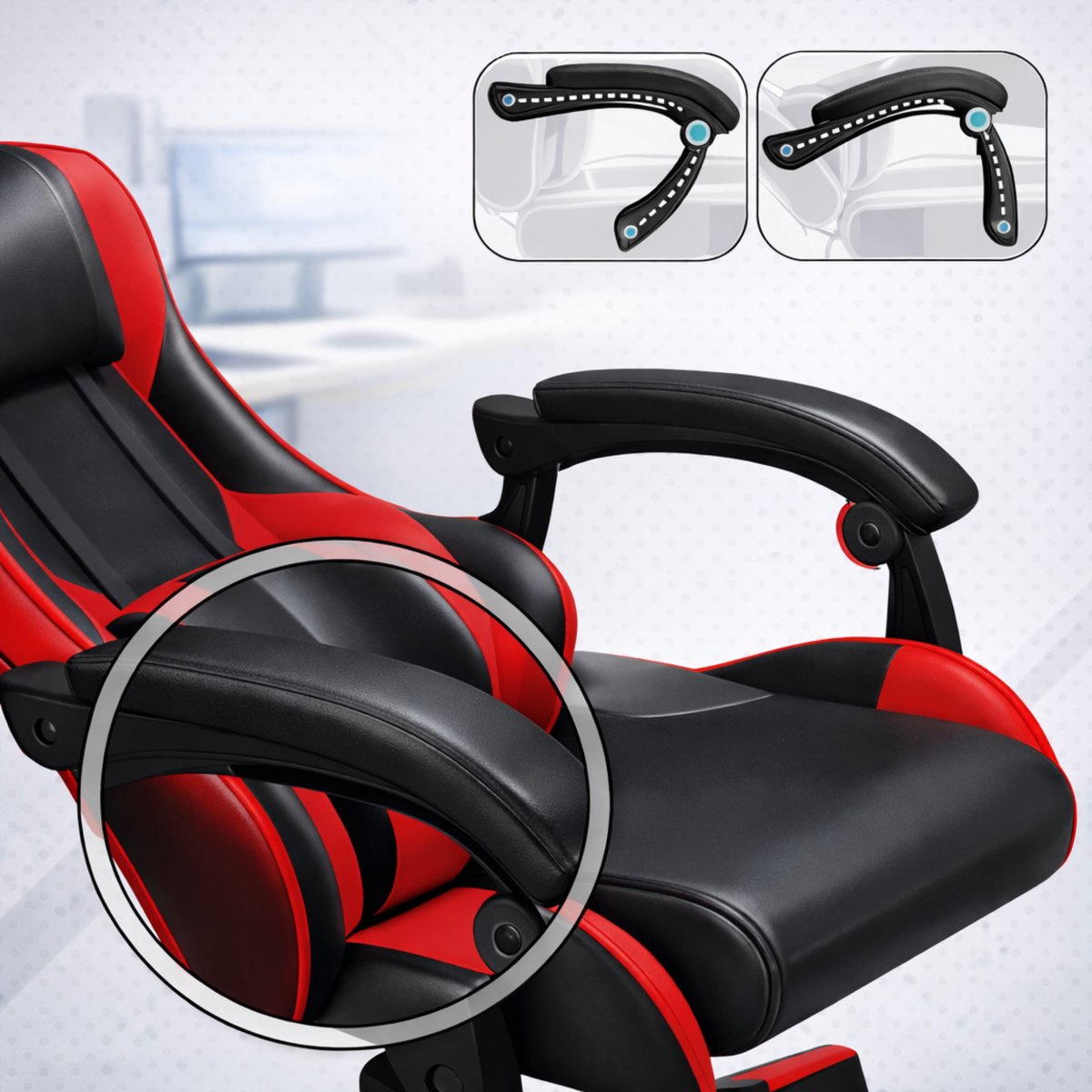 Bayt Gamestoel - Gaming chair - Zwart en rood thumbnail 6