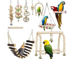 Vogelkooi Vogel Speelgoed Set - Vogelschommel - Ladder - Bal met bel - Parkieten Speelgoed - Paragraaf 6