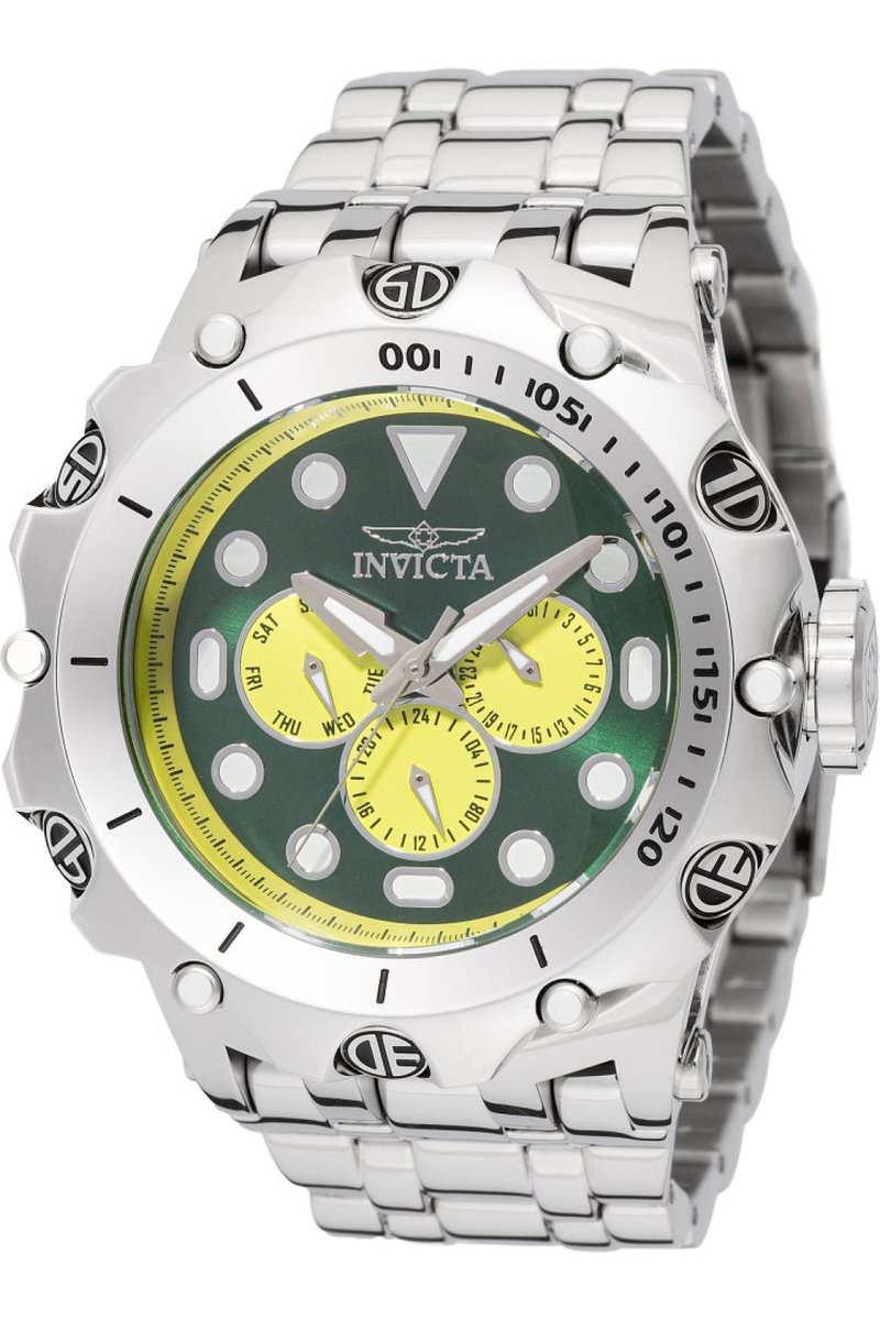Invicta Reserve 49180 Heren Horloge - Waterdicht - Analoog - Quartz Uurwerk - Roestvrij Staal met groene Wijzerplaat - 51mm