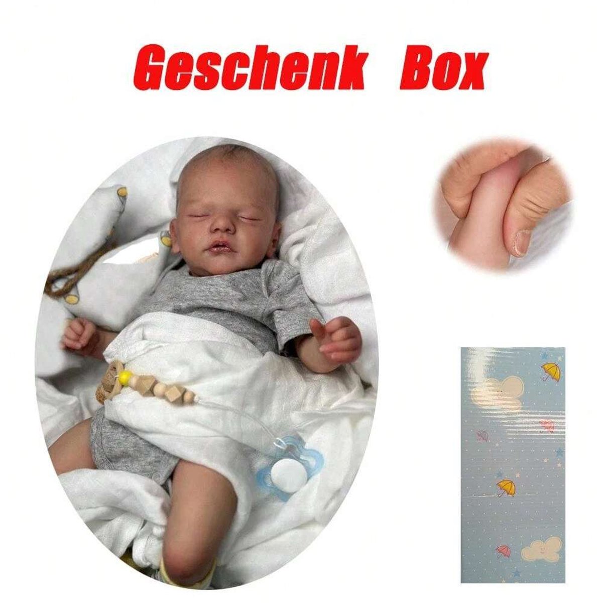 45 cm reeds reborn baby, pasgeboren formaat, levensechte zachte knuffelbaby, 3D-geverfde huid met zichtbare aderen