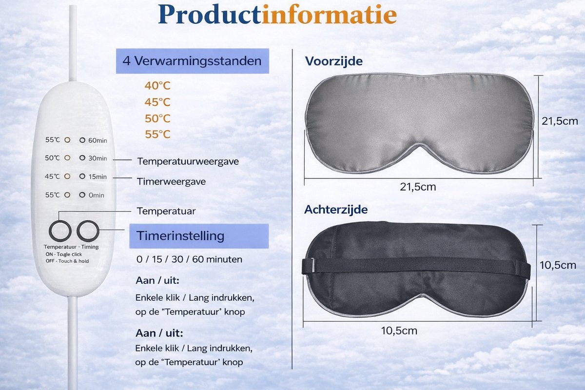 Echte Zijde Verwarmd Oogmasker - 4 Standen - Grijs - Elektrisch Slaapmasker - Droge Ogen - Verlicht Vermoeidheid — afbeelding 3
