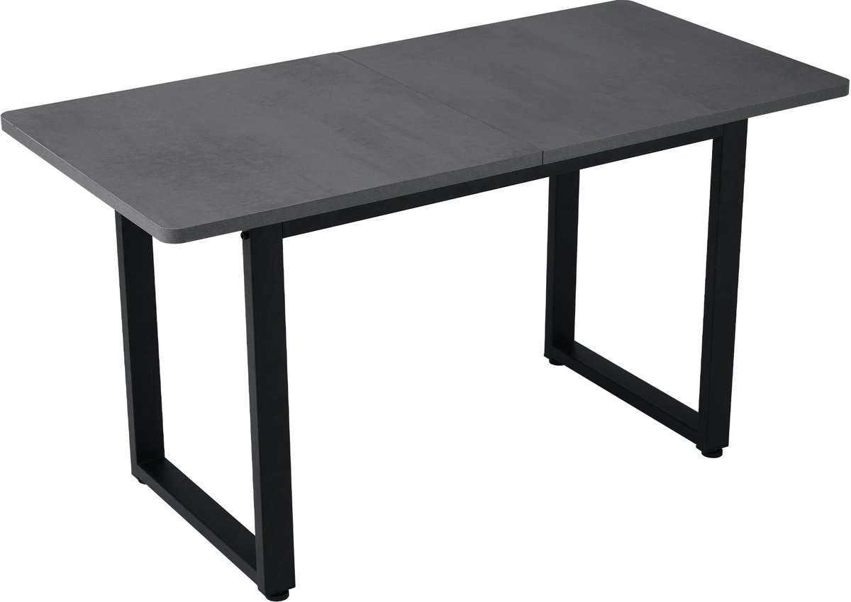 Merax Industriële Eettafel 140 X 70 Cm Grijs Met Zwart Metalen Frame Rechthoekige Keukentafel En Eetkamertafel Met Afgeronde Hoeken Draagkracht 100 Kg