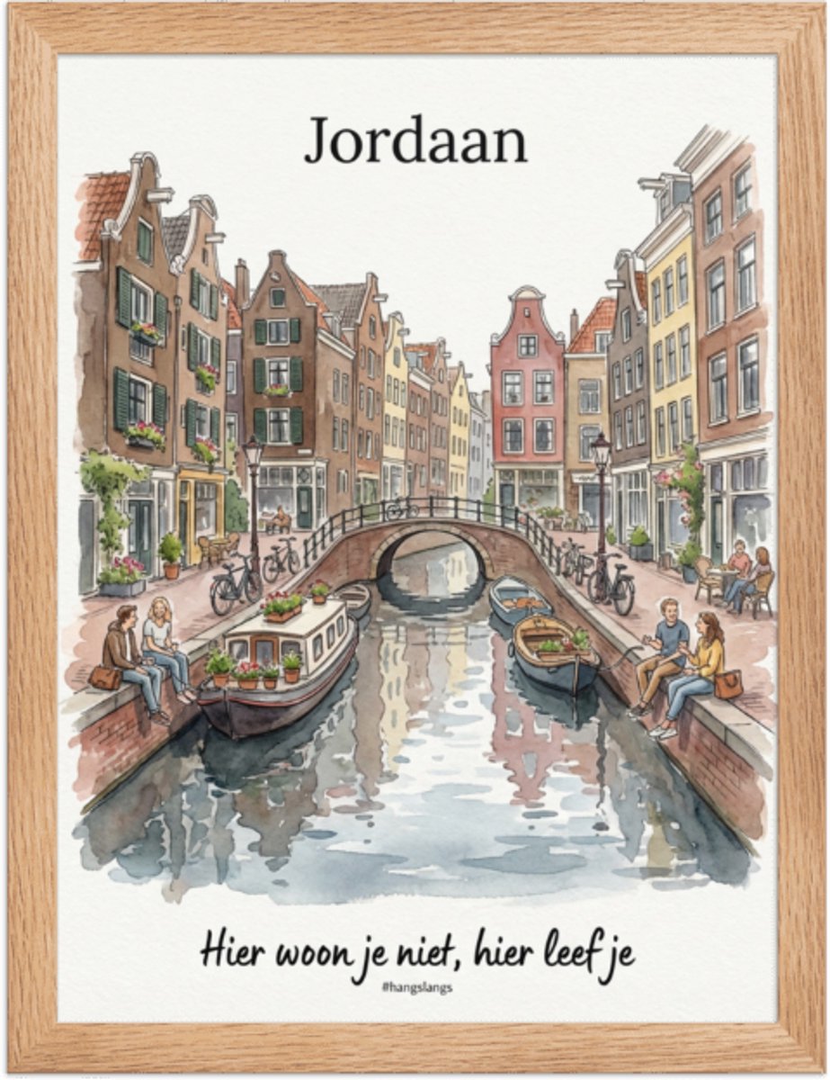 City Poster Jordaan – Quirky Wall Art Print – Home & Living Room Décor – 30×40 cm / A3 - Framed Poster