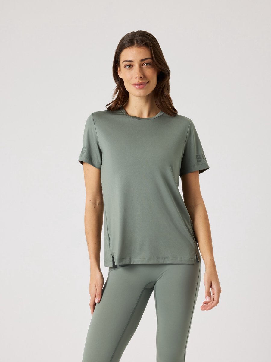 Björn Borg Sportshirt Dames - Trainingshirt Korte Mouw - Gerecycled Polyester - Groen - Maat S