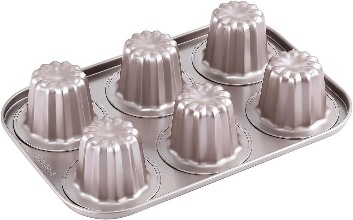 Muffinvorm voor 6 cupcakes met antiaanbaklaag, gemaakt van koolstofstaal