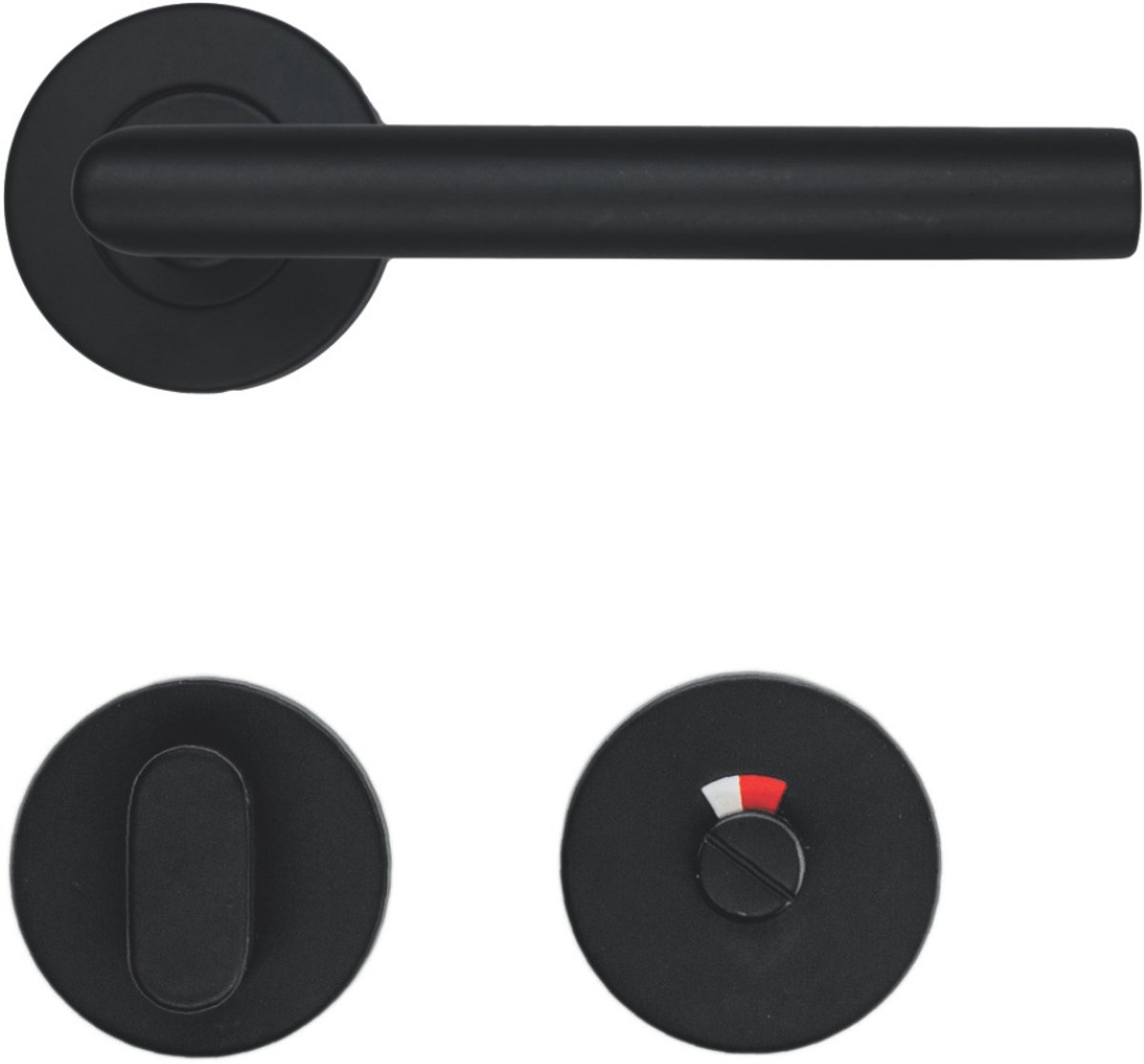 HDD PRO Deurklink I-vorm | 16mm | Mat zwart | Inclusief wc beslag | 6.014.092