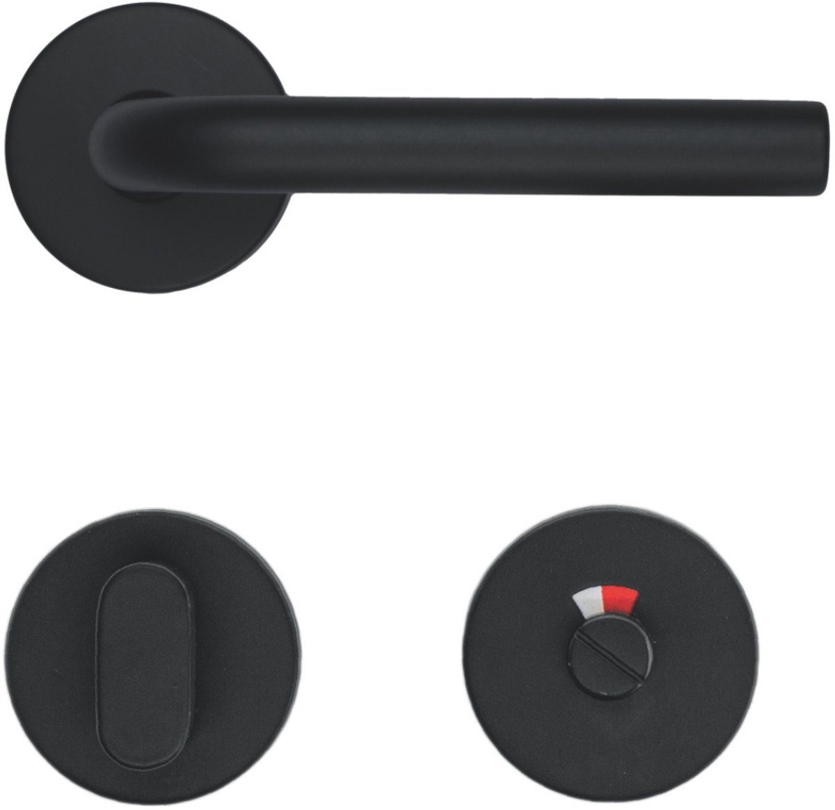HDD PRO Deurklink L-vorm | 16mm | Mat zwart | Inclusief wc beslag | 6.023.092