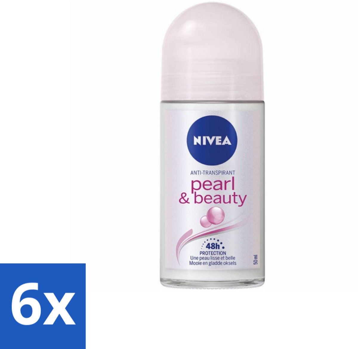 Nivea – Deodorant Roller – Pearl & Beauty – 50 ml - Voordeelverpakking - 6 stuks