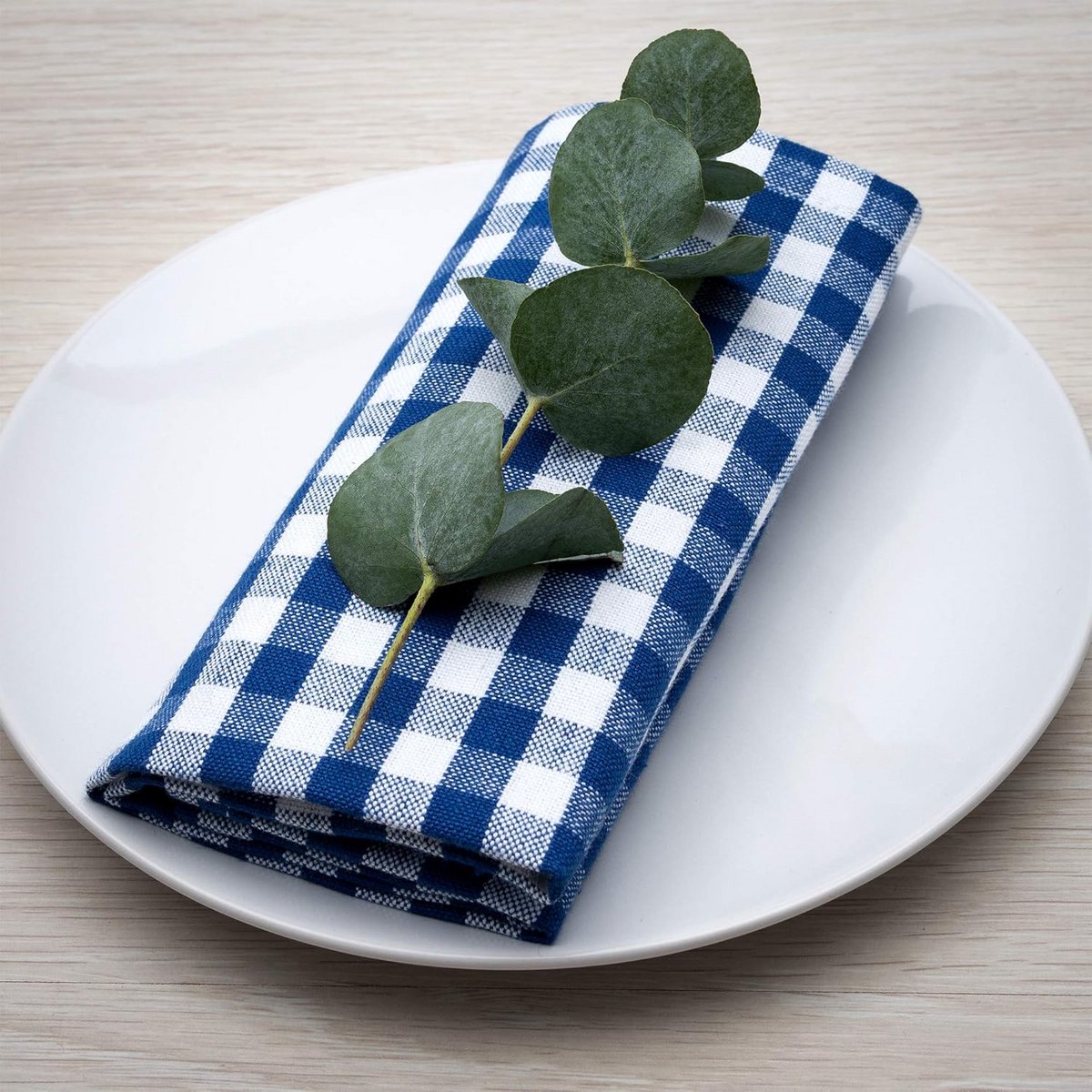 Set van 4 stoffen servetten Katoen Blauw Wit Geruit 45x45 cm Landhuisstijl
