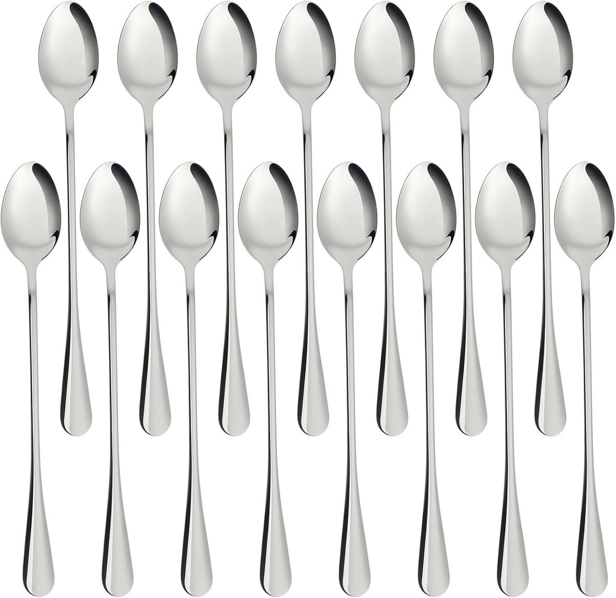 Set van 15 RVS Lange Lepels - Latte Macchiato, Iced Coffee en Desserts