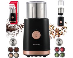 KLAUSBERG KB-7992 Elektrische 2-in-1 Koffie- en Kruidenmolen – 200W – RVS Bekers – Droog & Nat Malen – 3 Snelheden – 80g Capaciteit – zwart/Koper