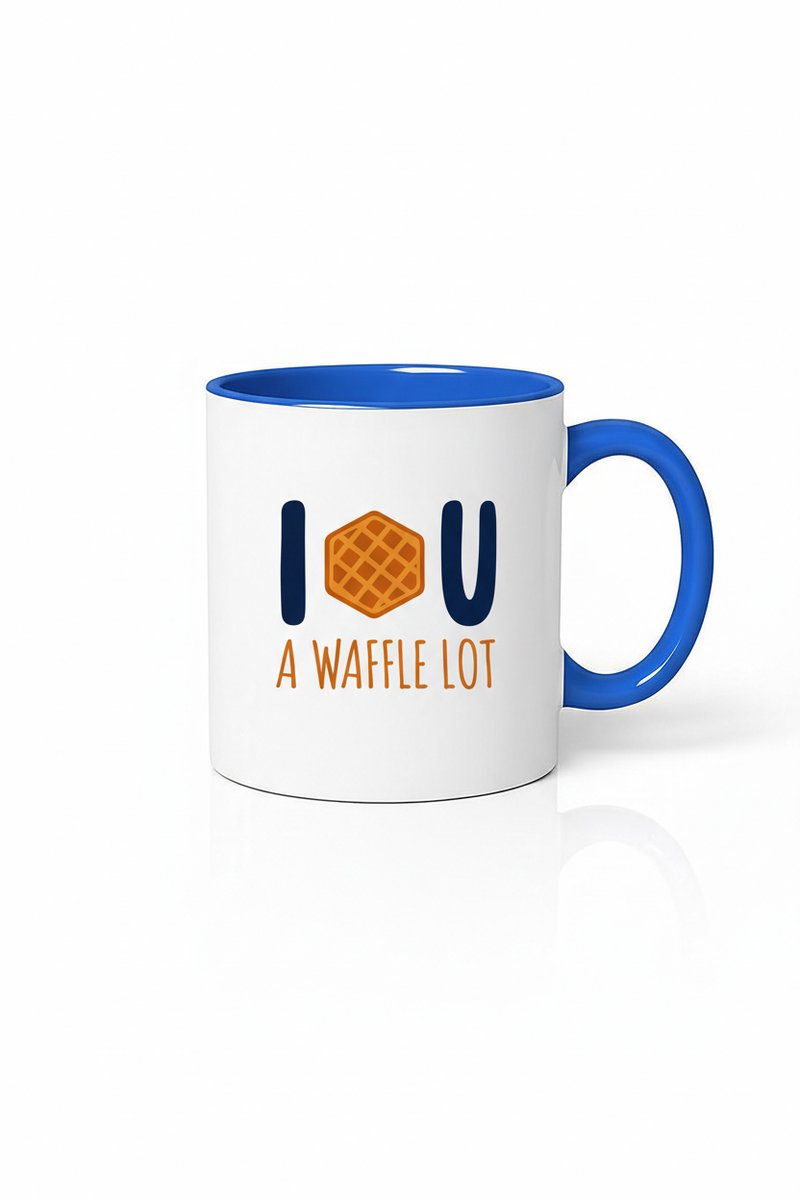 Koffiemok 'I WAFFLE U A WAFFLE LOT' - Liefdes Mok met Wafel Design - Grappig Cadeau