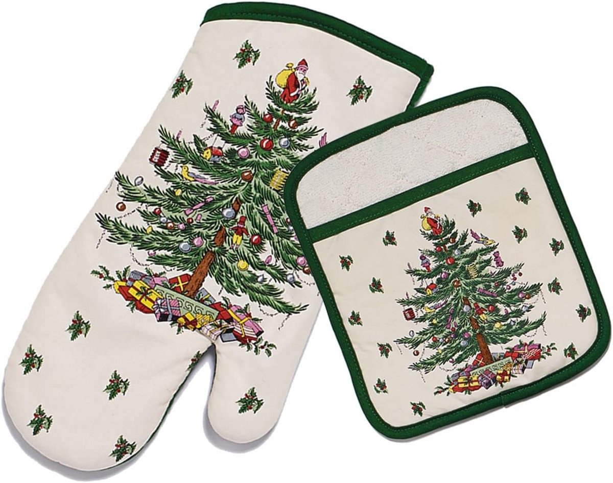 Feestelijke tafelloper Kerstboom Ivoor Katoen-Polyester Mix 228 x 35 cm