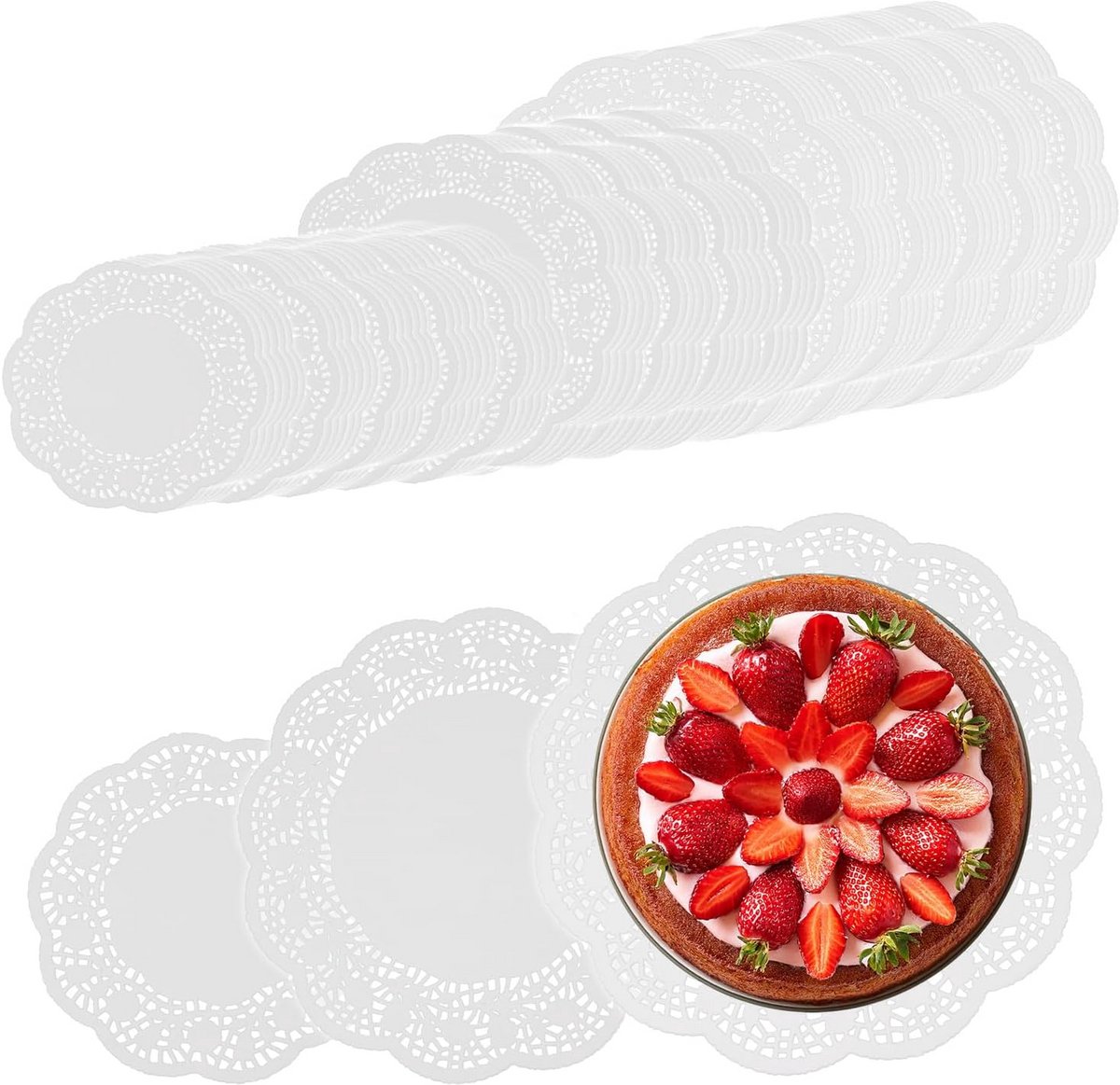 Set van 84 Witte Taartbodems voor Decoreren en Serveren in 3 Maten