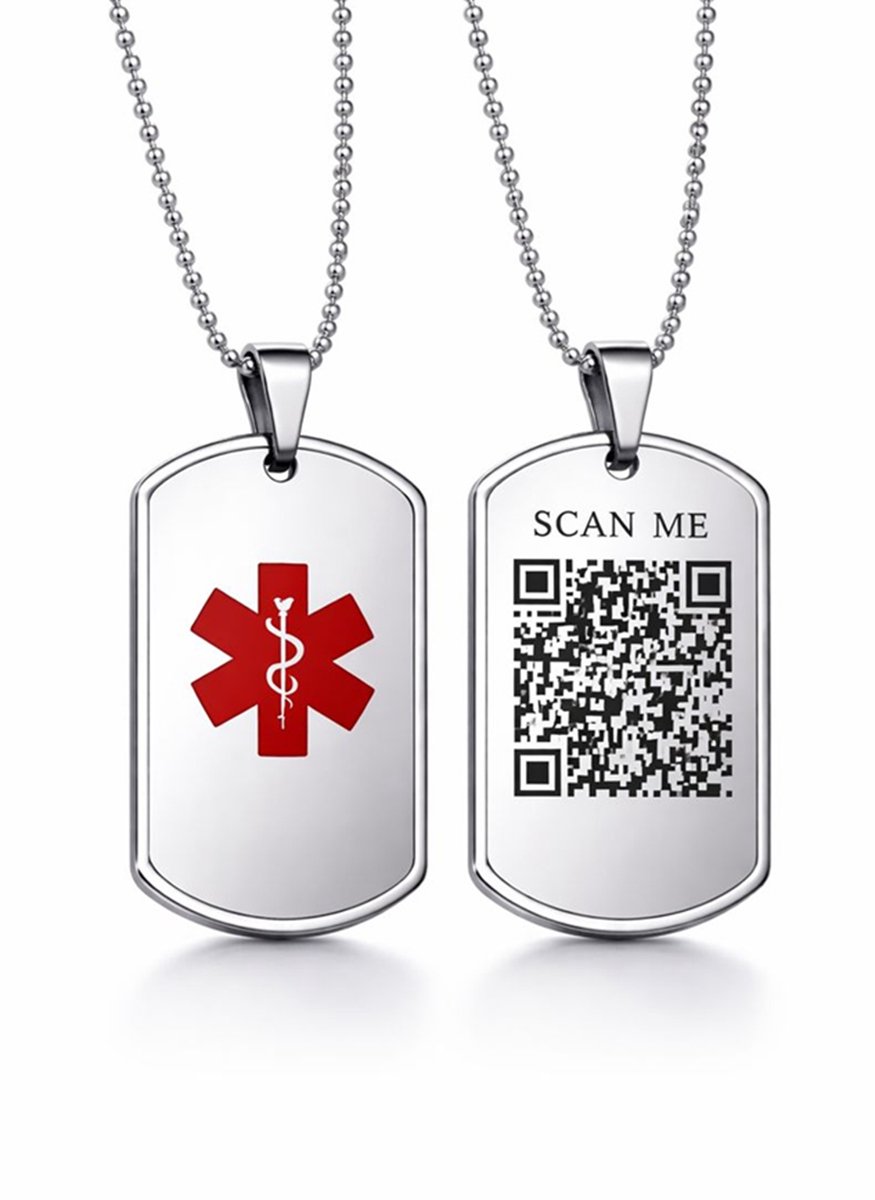 Medische Qr Ketting - Qr - Veiligheid - Zwart – Al je Medische informatie en Reanimatie Beleid - Incl. 1 Jaar Service – BeSafeCharm