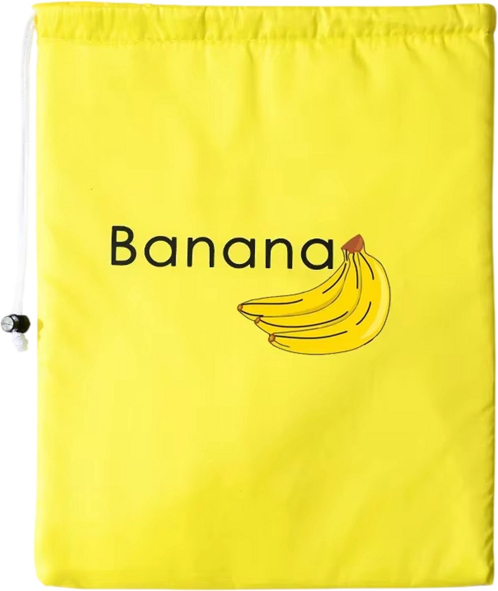 Herbruikbare Vershoudzak voor Groenten en Fruit – Vershoudzak Keuken – Geïsoleerde Bewaarzak – Vershouder voor Bananen, Sla en Groenten – Opbergzak met Trekkoord - Geel