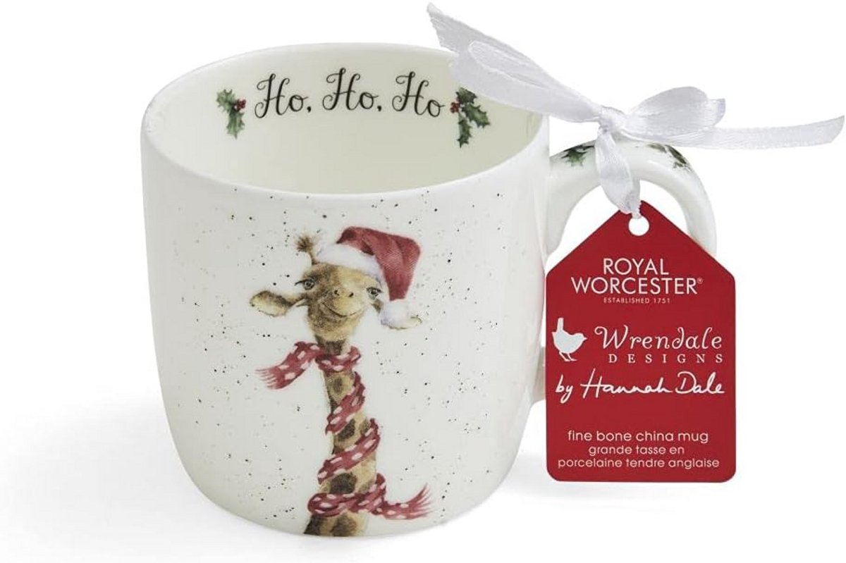 Kerst Mok met Giraf Print - Fijn Porselein - 310 ml - Vaatwasserbestendig