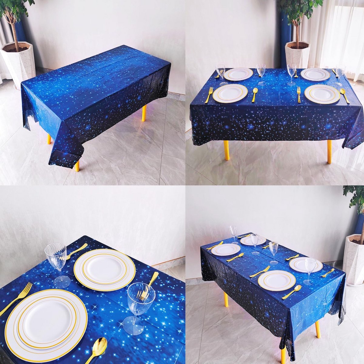 Waterdicht Tafelkleed Kinderfeest Ruimthema 137x274 cm Herbruikbaar Decoratie