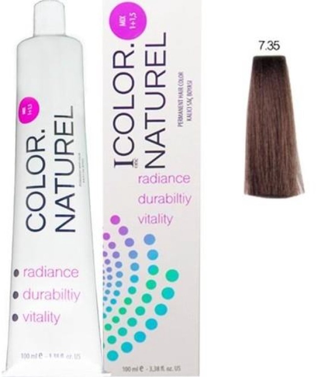 Color Naturel Permanente Haarkleur 100 ml 7.35 Licht Goud Mahonie