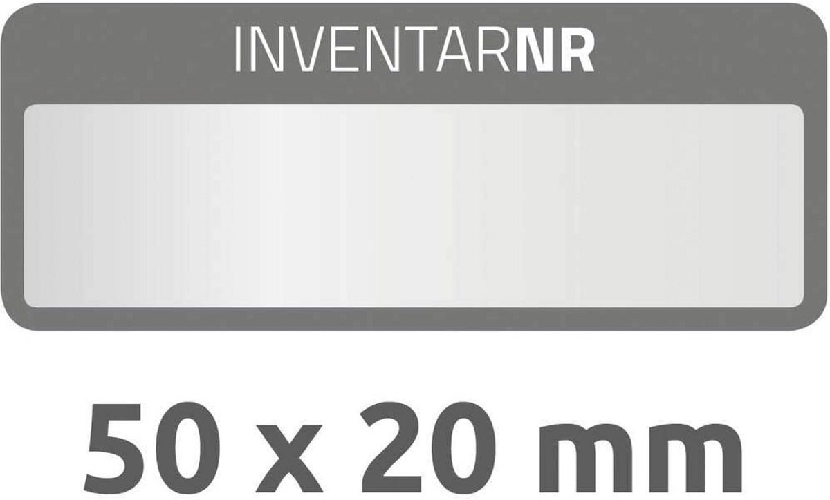 Sterke Polyester Inventarisstickers Zilver Zwart Duurzaam en Weerbestendig 50x20 mm